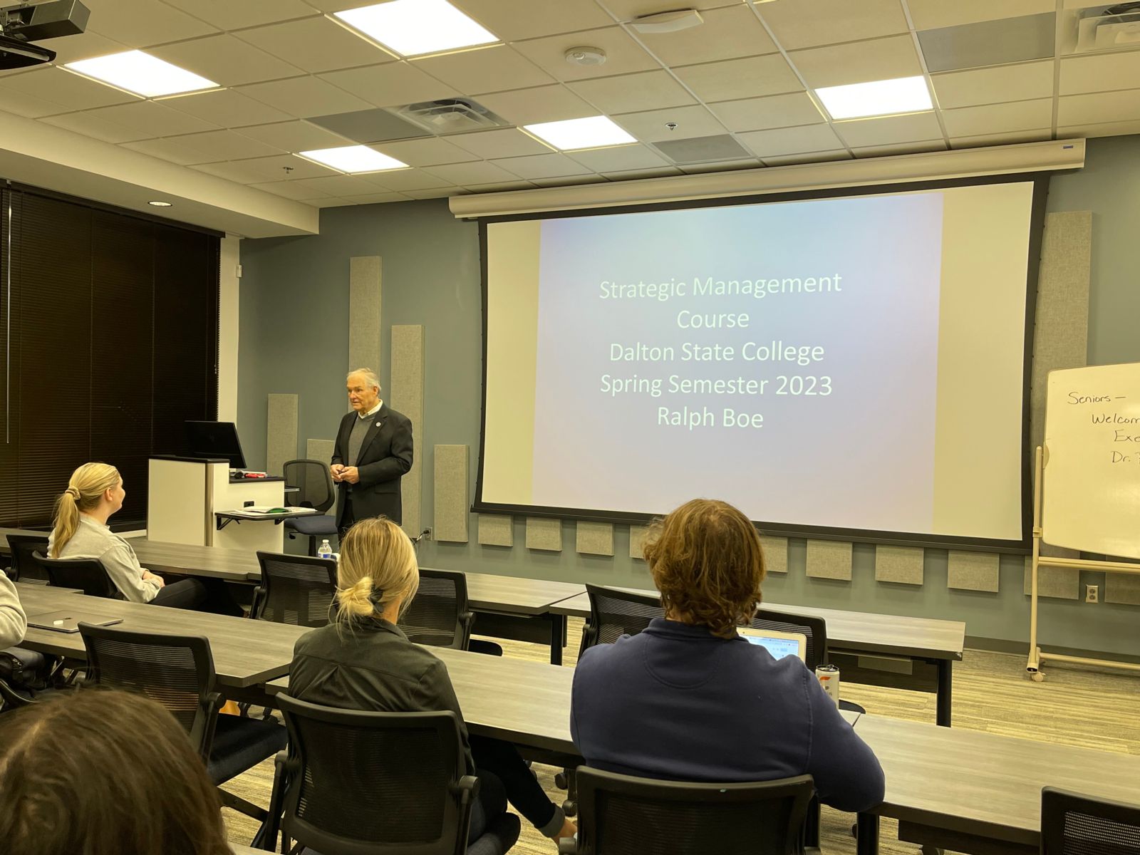Dr. Ralph Boe giving a lecturing a course in Strategic Management