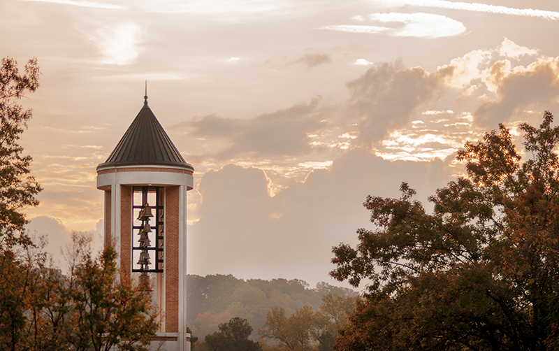 Dalton State bell tower in the fall. 