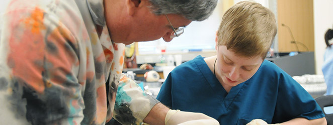 Professor helping student